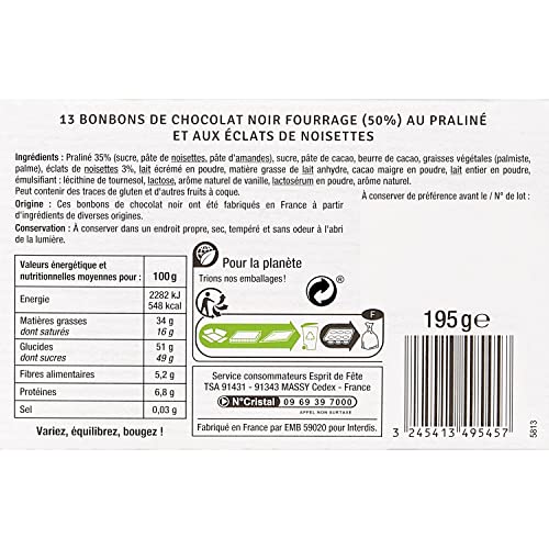 Esprit de Fete Slakken van pure chocolade gevuld met praliné, 13 chocoladesuikergoed uit Frankrijk 195g - Image 3