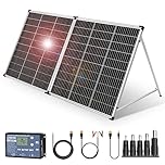 DOKIO Foldable Portable Solar Panel 200W 12V Monocrystalline Solar Suitcase with 20A Controller