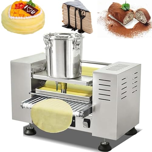 Máquina de crepé, máquina comercial automática para crepes Mille, crea capas finas, ideal para pasteles y postres, diámetro: 20,32 cm, grosor: 0,04 cm - 0,12 cm