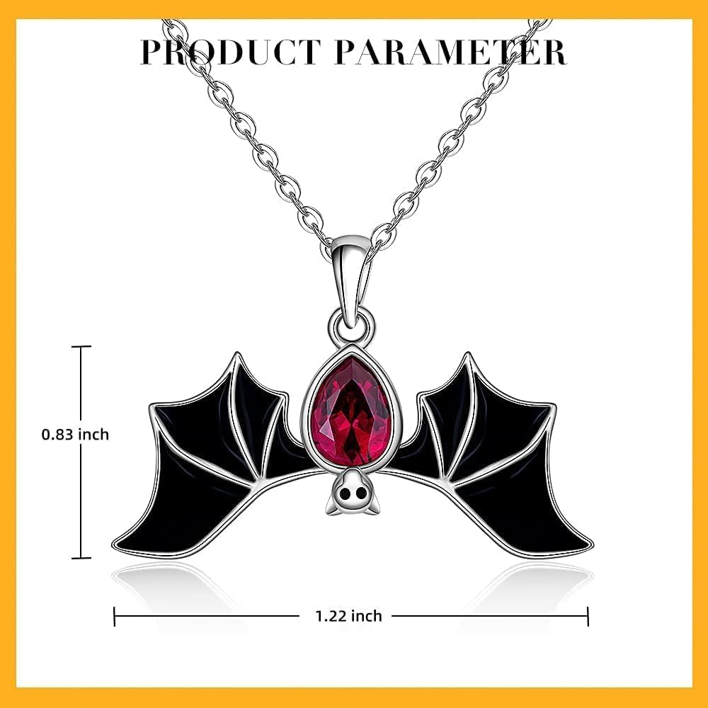 Bat Necklace for Women Sterling Silver Halloween Bat Pendant Necklace Gothic Jewelry Gift for Women - Image 6