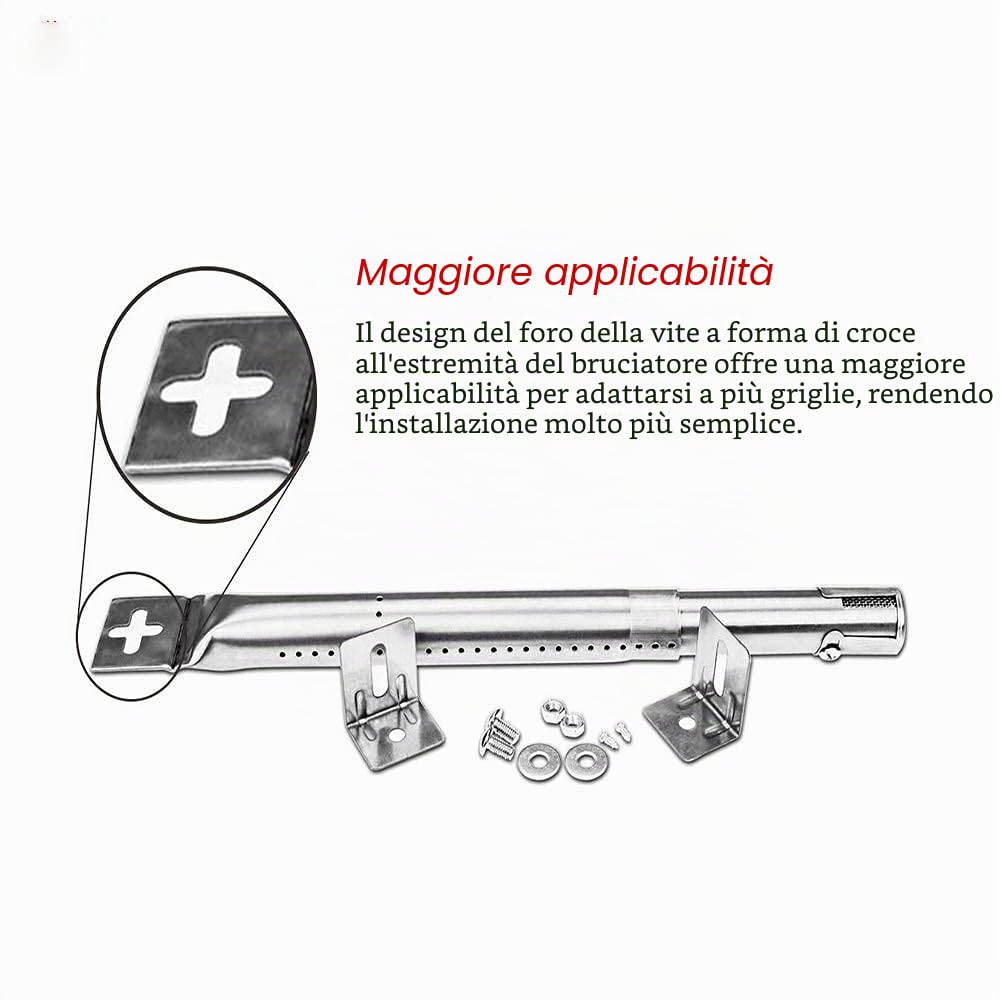 Denmay 31-44 cm Bruciatore regolabile per Landmann, Taino, Enders, per Campingas, Charbroil, per Tepro, Napoleon, tubo bruciatore universale in acciaio inox, pezzo di ricambio, 4 pezzi