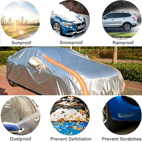 Image of 8-Layer Car Cover Custom Fit for Subaru WRX Impreza STI 2007-2025, All Weather Waterproof Outdoor Full Exterior Cover, Snow /Rain /UV Protection with Zipper Door & Storage Bag, Silver