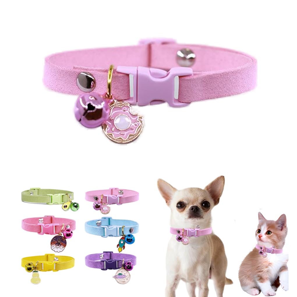 Collier chiot rose anti-perte avec clochette sonore pour chatons et chiens