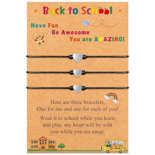 Image of EOBOH Back to School Supplies, Back to School Bracelet Mommy and Me, Prek Matching Wish Bracelets Set, Adjustable Bracelet for Boys Girls Gifts Stuff Bulk