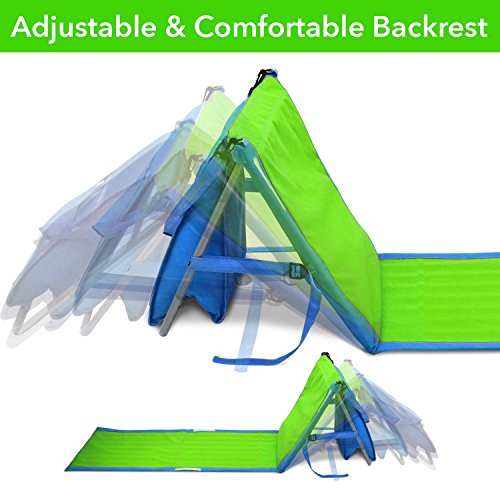 GigaTent Portable Beach Lounge Chair Mat Adjustable Backrest with Cooler Storage Pocket Lightweight Foldable Comfortable Insulated Shoulder Carrying Strap