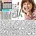 Temporary Tattoo Markers for Skin, 8 Temporary Tattoo Markers + 142 Cartoon Tattoo Stencils for Kids Teens, Flexible Brush Tip & Bright Colors Body Marker and Fake Tattoo Stencil Set for Party Favor
