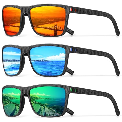 Image of Square Polarized Sunglasses for Men Vintage Style Driving Travel Sun Glasses Lightweight Frame UV Protection Eyewear