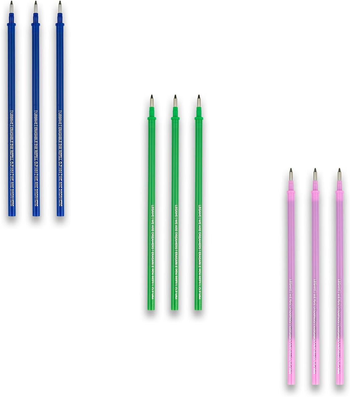 Set di 3 Refill per Penna Gel Cancellabile - Inchiostro Turchese - Erasable Pen