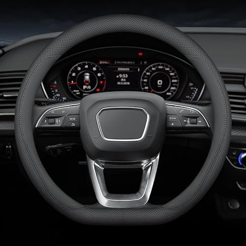 トヨタ アクア NHP10 NHP10H型 に適用ハンドルカバー 軽自動車 サイズM ステアリングカバー 38cm プレミアムレザー素材 本革素材の車のステアリングホイールカバー おしゃれ 通気性 滑り止め 四季通用 車 ハンドルカバー 保護カバー インテ