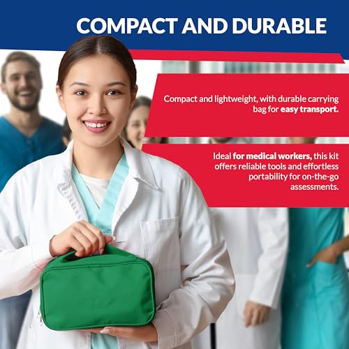 Image of Blood Pressure Monitor and Sprague Stethoscope Kit - 2-Pack, Adult Aneroid Sphygmomanometer with Dual-Head Stethoscope, Adjustable BP Cuff, Carrying Case & Accessories - Green