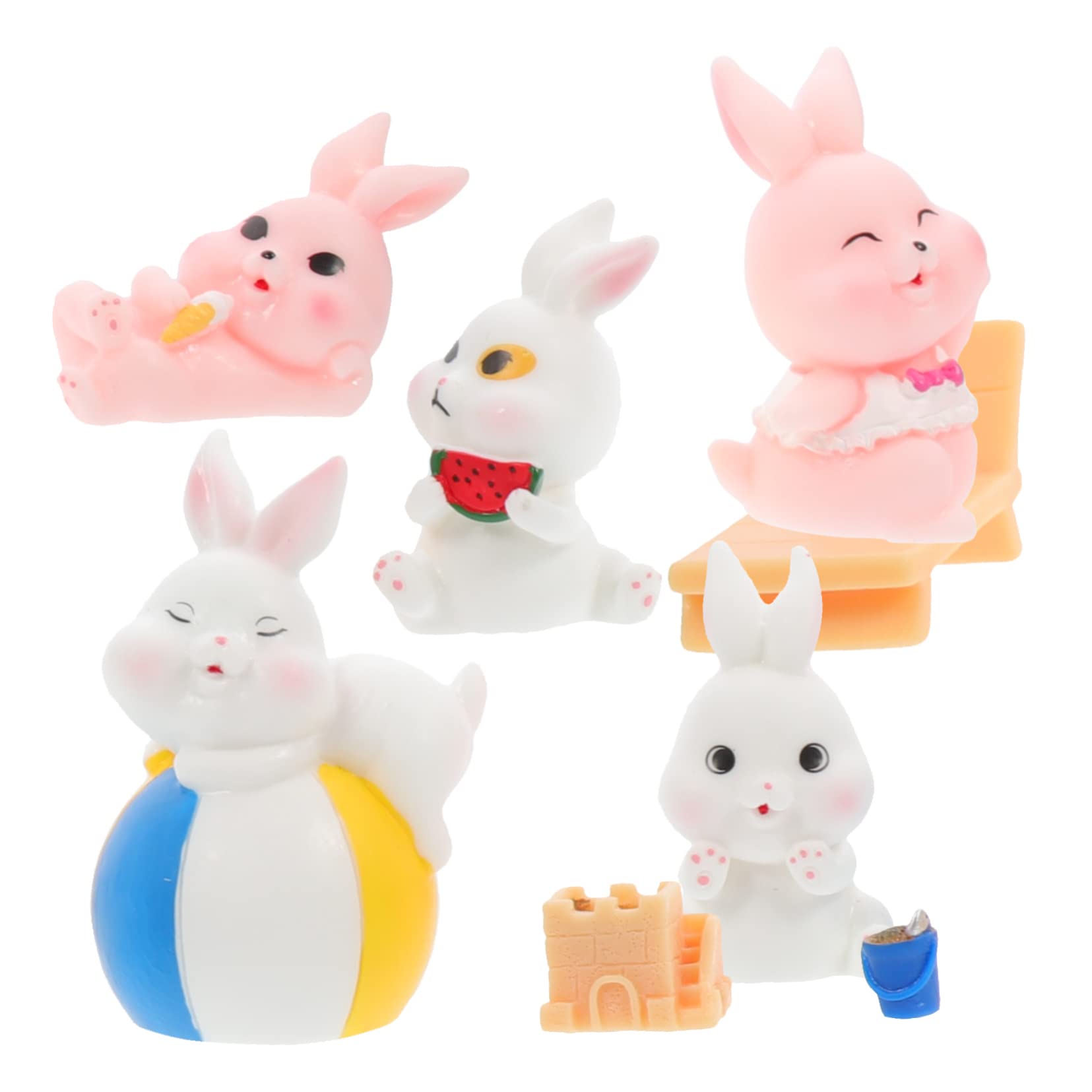 STOBOK STK Strandhase Mini-gartenfiguren Gartenschmuck Osterhasen-Statue Kaninchenfiguren Hase-Kaninchen- Osterhasenfigur Heimzubehör Mini-tierfigur Feenstatue Harz Zylinder Feder