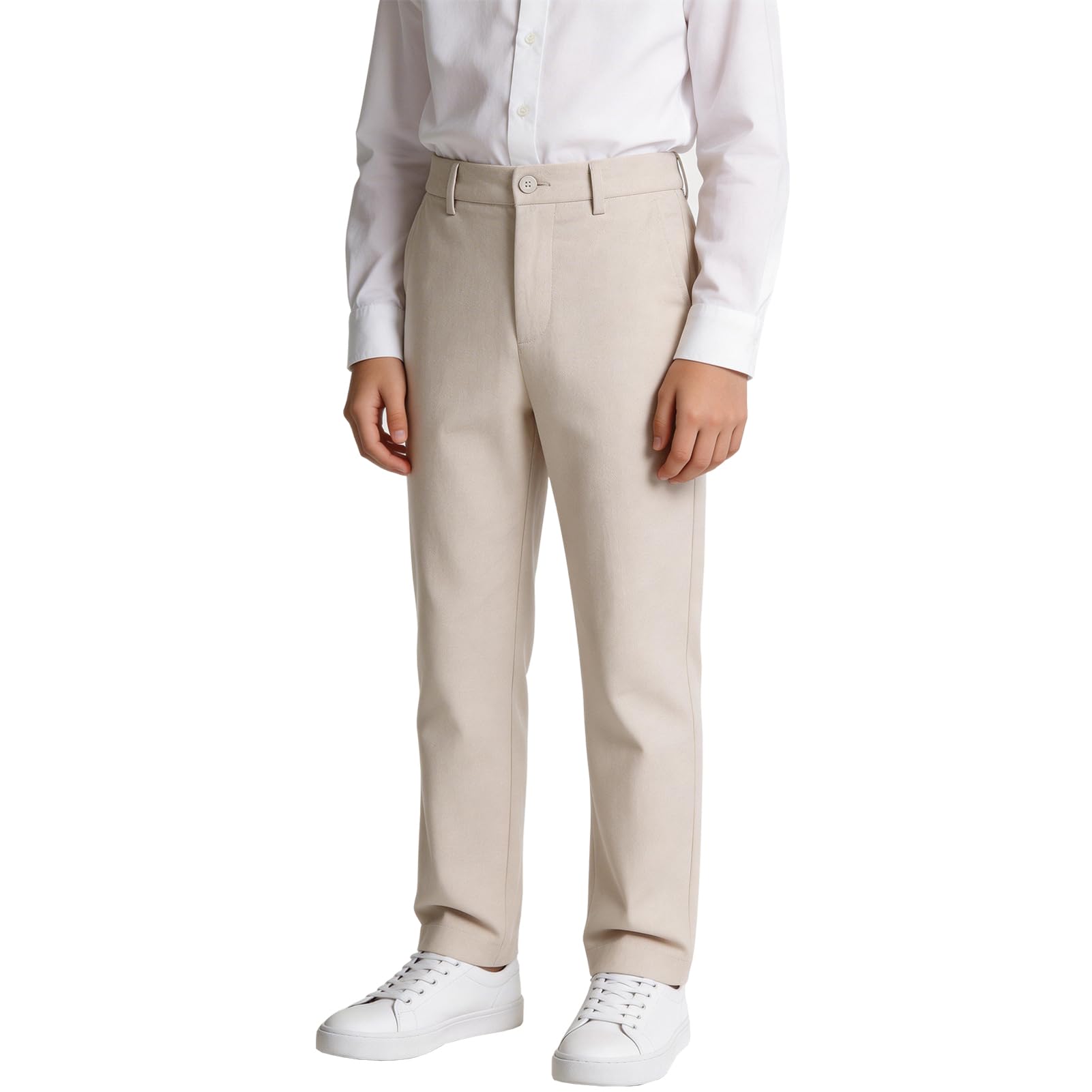 Boys' Linen Pants Flat Front Dress Pants Kids School Uniform