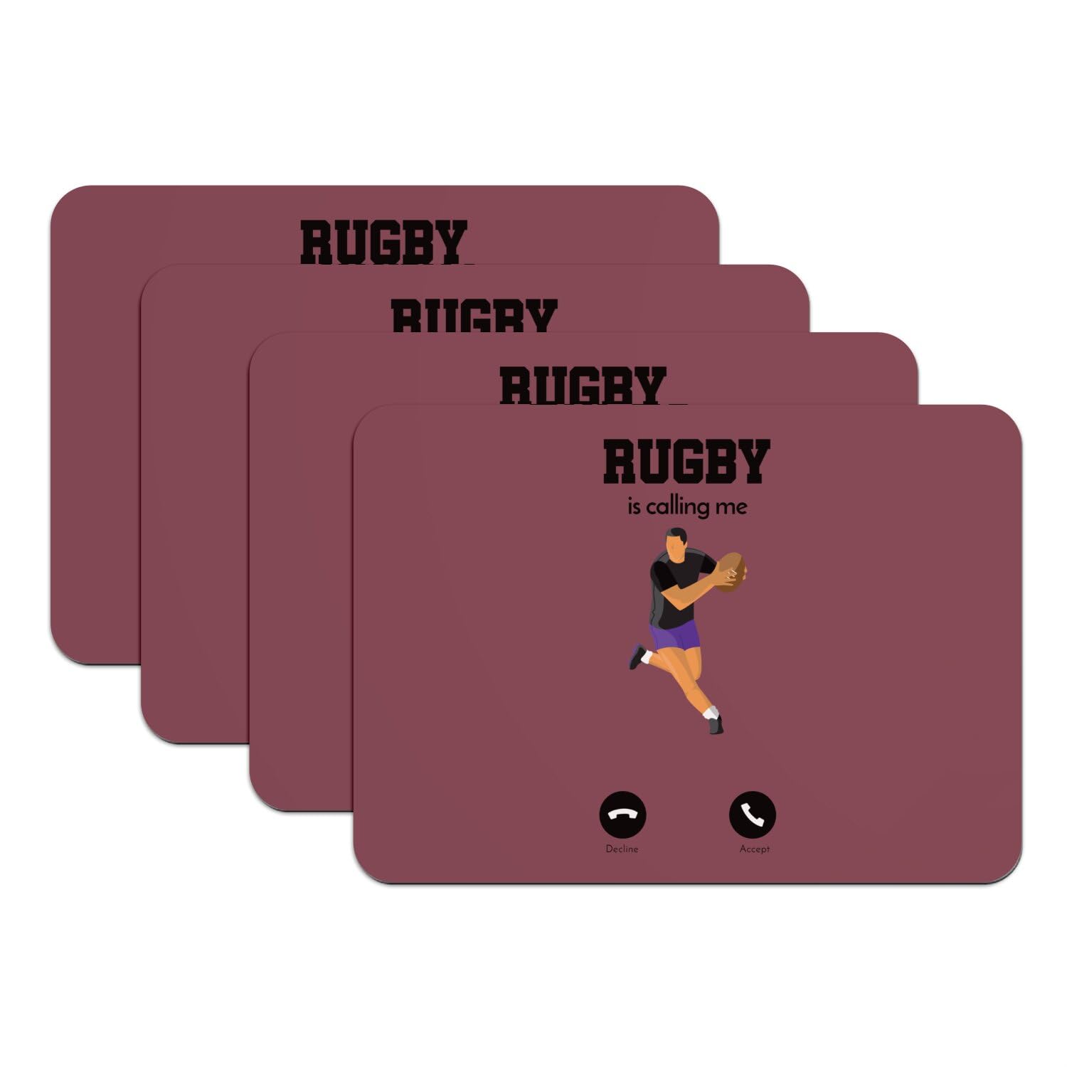 Sets de table rugby rouge antidérapants en caoutchouc contre les rayures