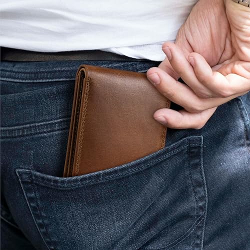 Crazy Horse Mens Leather Wallet Bifold with Flip ID-RFID Blocking Slim Leather Wallets for Men-Cielo Series-Gift for Him-Dad Gifts2