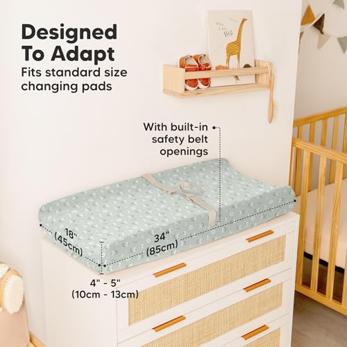 Image of 2-Pack Organic Changing Pad Covers for Girl, Boy, Neutral - 100% Cotton Changing Table Pad Cover, Soft Baby Nursery Diaper Changing Pad Sheets, Contour Changing Pads Liners, Change Pad Cover (Daisies)