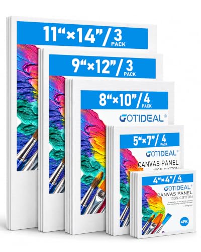 GOTIDEAL Canvas for Painting 18 Pcs Muti Pack, Canvas Boards for Painting | Primed White Blank...
