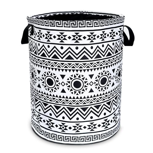 Nutainla Ethnic Tribal Pattern Laundry Basket Geometric Figures Foldable Waterproof Oxford Cloth Funny Tote Bag Laundry Hamper Clothes Storage Bucket Toy Organizer For Bathroom/Laundry/Bedroom 18.9X16.5 In