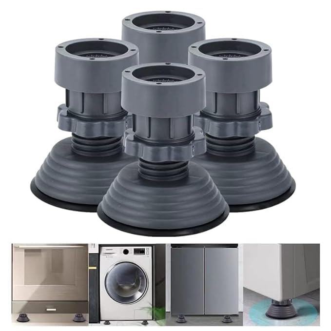 Image of SR Upgraded Anti-Vibration Pads - Extra-Large Adjustable Feet for Washer, Dryer & Refrigerator - Shock Absorbing, Noise Cancelling & Pads for Maximum Stability Washing Machine Stand (Pack of 4)