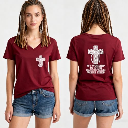 Vpeinsay My Worship is Loud Because My Wounds were Deep Shirt Jesus Faith T-Shirt