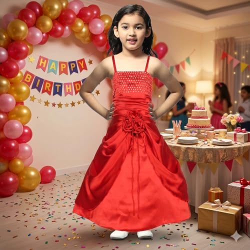 Image of SOFYANA Satin Formal Special Occasion Dress for A Young Girl Dressy Children's Wear Frock