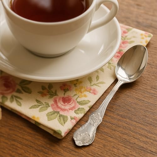 Image of Culinex 18 /8 Premium Stainless Steel 4.4 inch Tea Spoon Set of 6 for Tea, Coffee, Spices, Dessert - Fest | Small Spoons, Silver Rustproof Stylish Flatware By thinKitchen