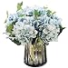 Felice Arts Artificial Silk Flowers California Fake Beautiful Hydrangea Bouquet Flower for Home Wedding Decor, Pack of 3 (Blue)