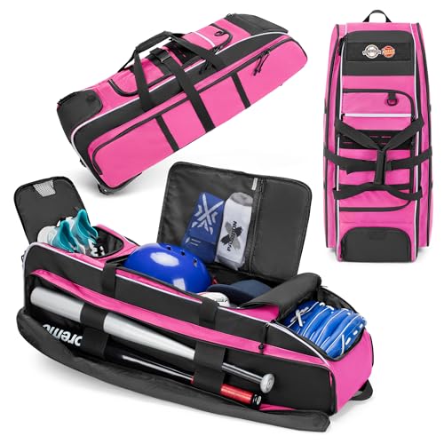 DSLEAF Wheeled Baseball Bag with Shoes & Pockets