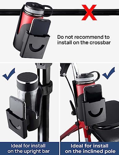 image for JOYTUTUS Cup Holder for Wheelchair, 2 in 1 Water Bottle Holder and Pho