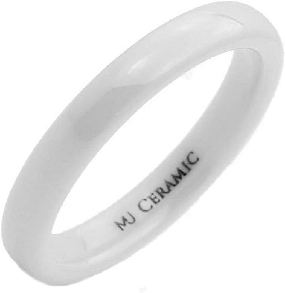 Ceramic Wedding Band Classic High Polished Ring Varying Colors and Widths to Choose From