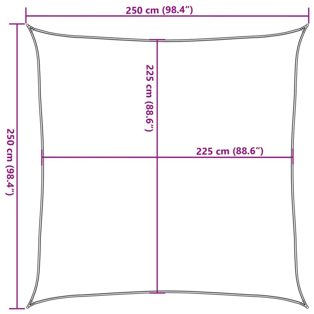Tenda parasole, 160 g/m², beige, 2,5 x 2,5 m, in HDPE, quadrata, resistente ai raggi UV, permeabile al vento e all'acqua, per giardino, balcone, terrazza, campeggio