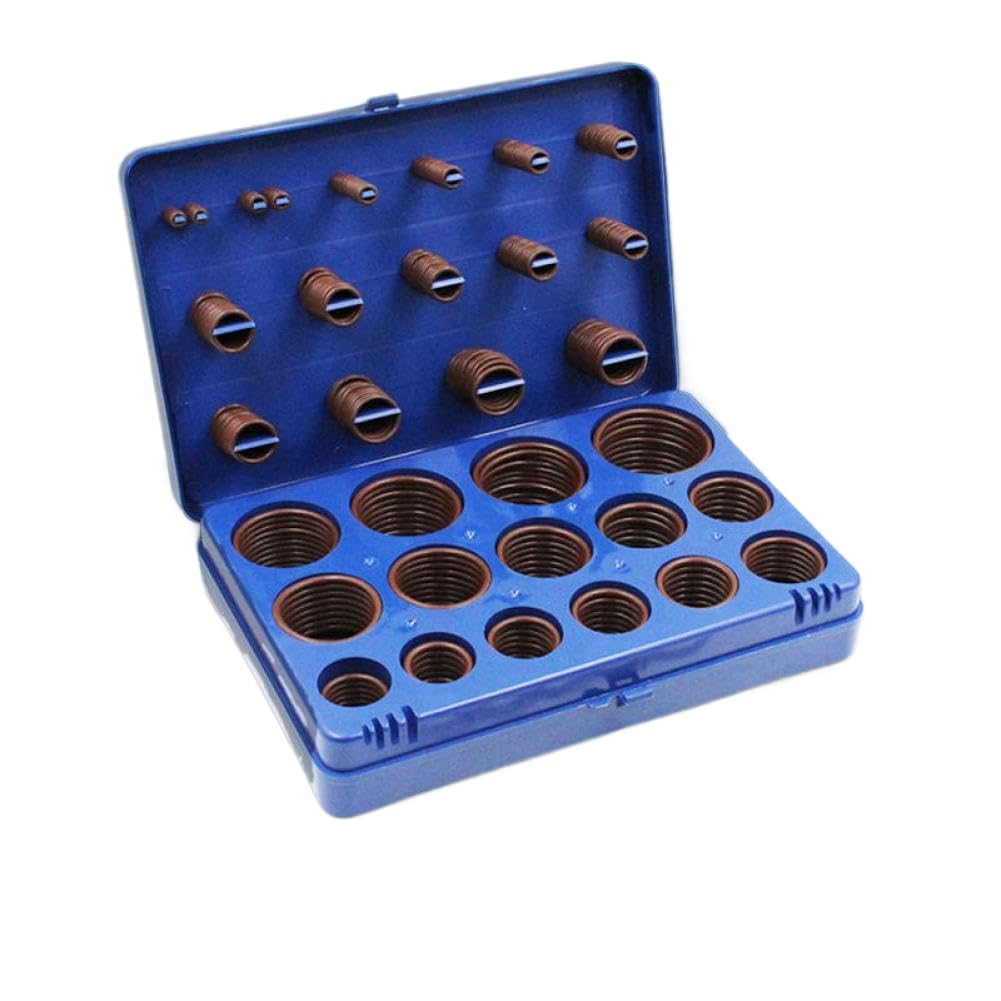 390-teiliges Fluorkautschuk-Ring-Set, grünes FKM-O-Ring-Set, 30 Größen, Dichtungs-Gummi-O-Ringe, Unterlegscheiben-Dichtungs-Sortiment-Set, Box(BFBr-390Blue)