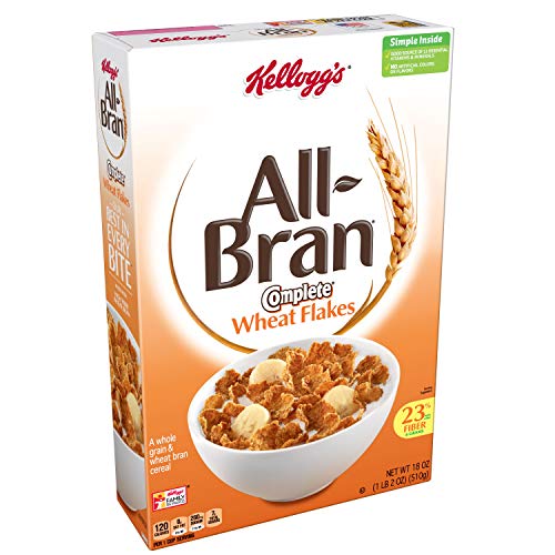 (Discontinued Version) Kellogg's All-Bran Complete Wheat Flakes, Breakfast Cereal, Excellent Source of Fiber, 18 oz Box(Pack of 2) #1