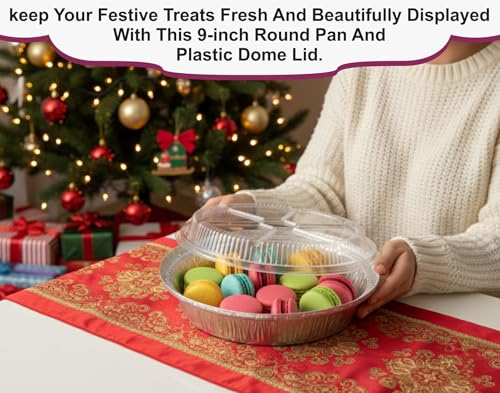 Round Foil Pans with Clear Dome Lids (Bulk Pack of 50) – Heavy Duty Disposable Aluminium Round Baking Tins for Cakes, Pies, Meal Prep, Catering, Takeaway, Food Storage | Freezer & Oven Safe (9 Inch) - Image 5