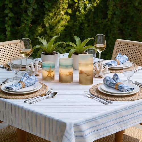 Image of Beach Coastal Ocean Decor Seashell & Starfish Battery Flameless LED Candles