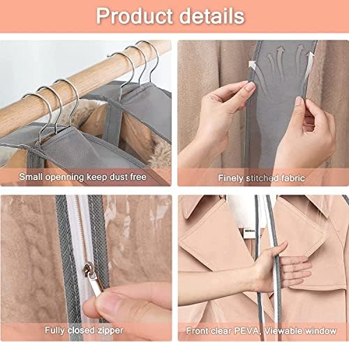 Newthinking Clothes Covers Protector Bags, 40''x3 and 60''x2 Hanging Clothes Garment Bags with Zip, Large Capacity Dustproof Clothes Jacket Covers Bags for Wardrobe Shirt Jacket