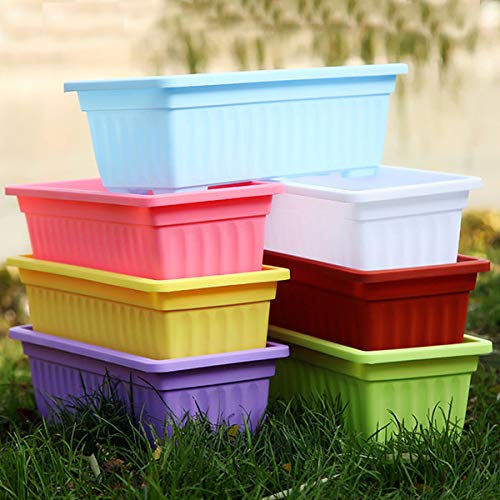 Leafy Tales Multicolor Rectangular Plastic Pots for Plants, Window Display, (Set of 6) (34.5 x 18.5 x 14 cm), (Model: Tub - 6)