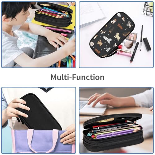Image of Perinsto Cute Dogs Animals Pencil Case Big Capacity Multi Compartment Stationery Box Pencil Pouch Holder Desk Organizer For School Office Home