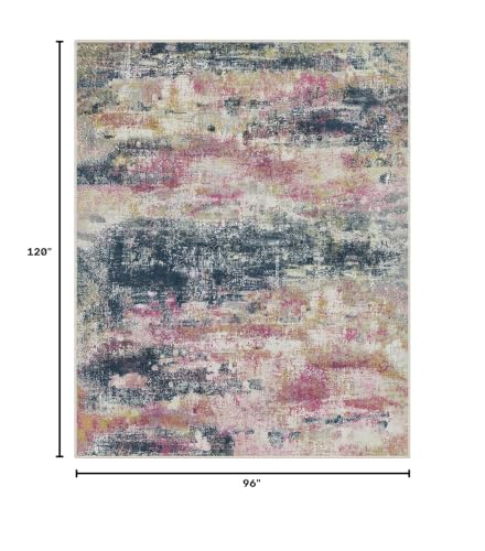 Image of BEIMO Area Rugs 8x10 for Living Room Bedroom, Modern Abstract Machine Washable Rug, Large Soft Low Pile Floor Carpet with Non Slip Backing for Dining Room, Navy /Pink