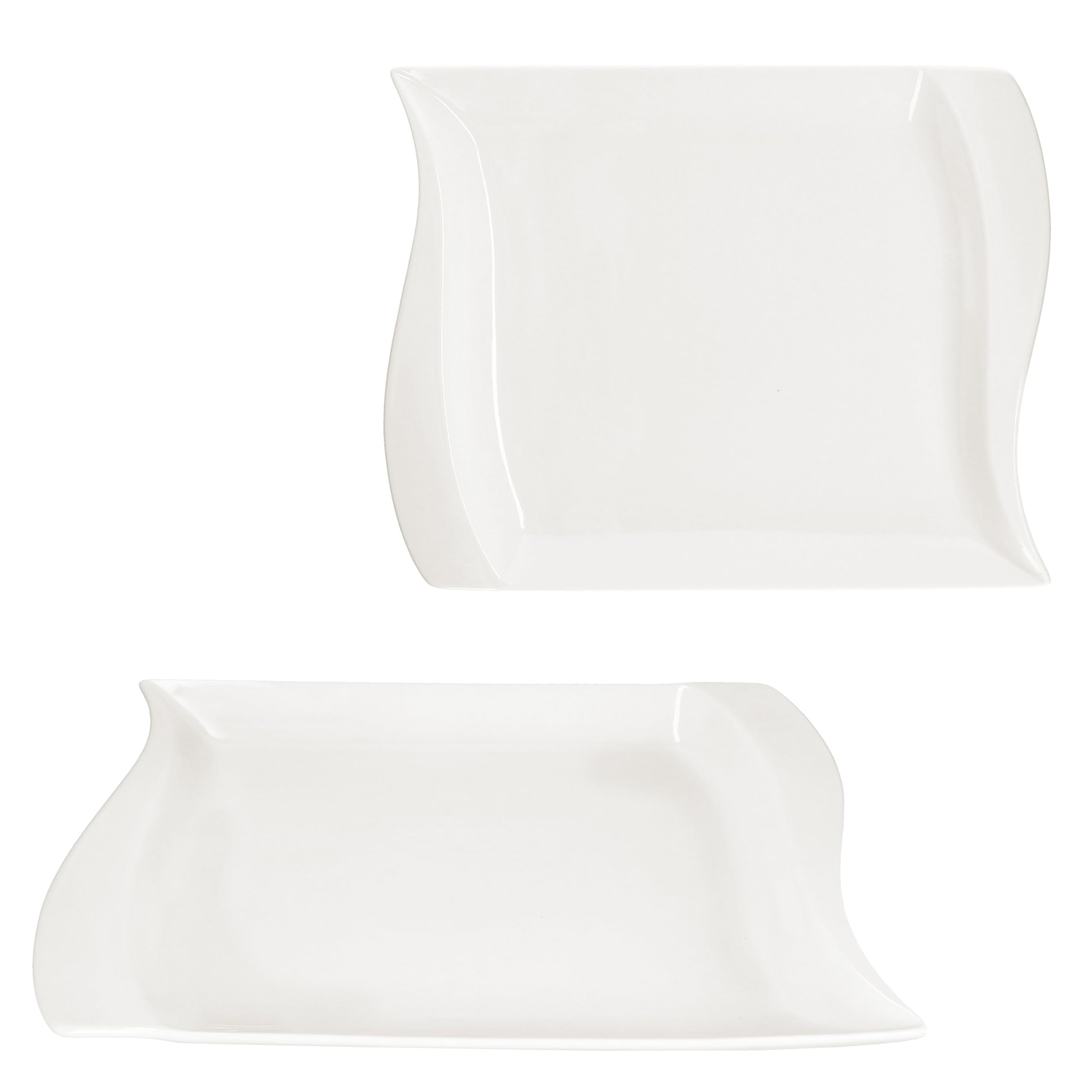 MamboCat Ivory - Set di 2 piatti da portata (lunghezza x larghezza), 36 x 28,5 cm, bianco avorio, piatti rettangolari in porcellana per antipasti, per preparazioni, tartine & Co I con bordo curvo
