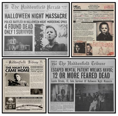Halloween Horror Massacre Newspaper Posters - 8x10 Inches Set of ...