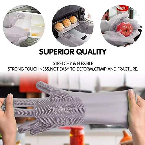 INCREDIBLE FASHION Silicone Dish Washing Gloves, Silicon Cleaning