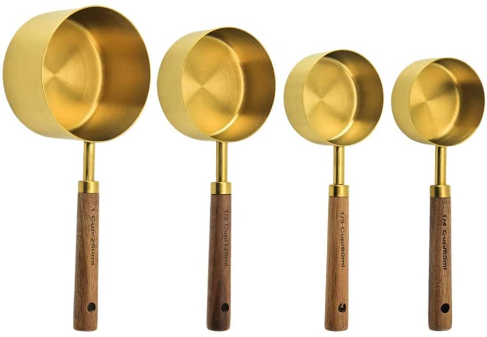 Set 4 Misurini In Acciaio Inox Con Manico In Legno, Dosatori Da 18g, 20g, 22g, 31g, Per Tè, Caffè, Zucchero, Polveri, Design Elegante - 5