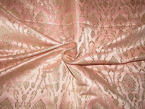 Brocart de soie luxueux or et pêche BRO877 étoffe haute couture