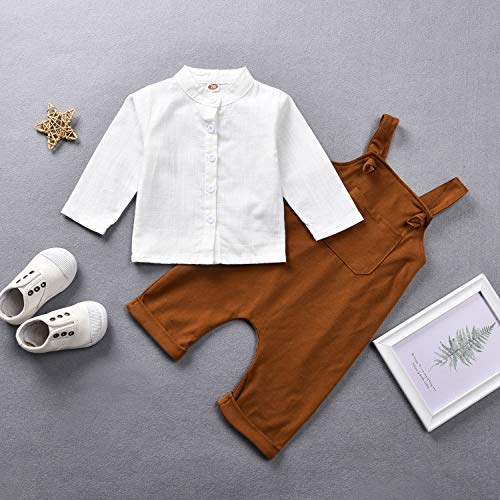 Image of Unutiylo Baby Boys Clothes for Gentleman Outfits,Toddler Overalls Baby Suspender Pants and Bodysuit Romper