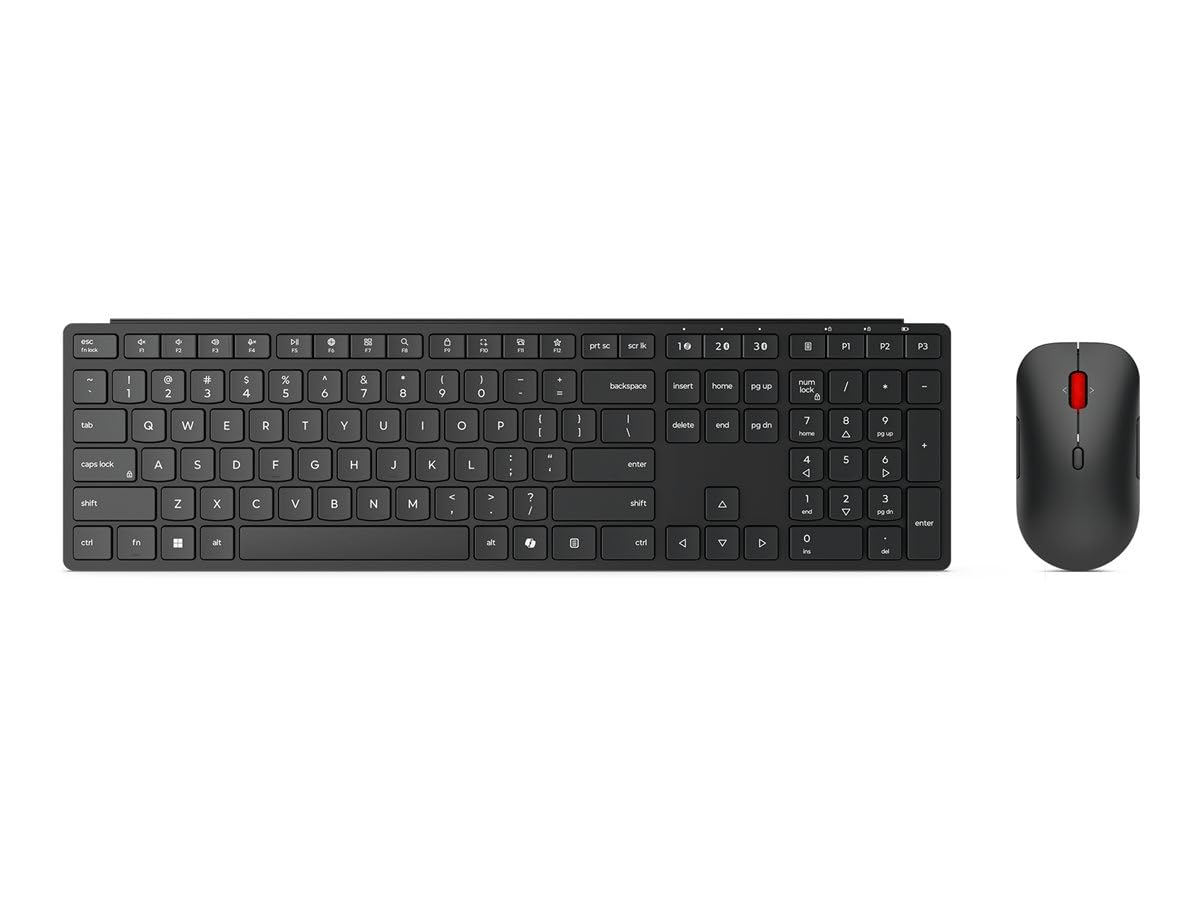 Lenovo Pro Combo 6000 - Tastatur-und-Maus-Set - kabellos - 2.4 GHz, Bluetooth 5.3 - QWERTZ - Deutsch - Finsternis schwarz - braune Box