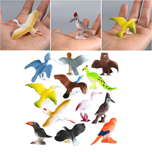 Toyvian 12 Peças de Bonecos de Pássaros Brinquedos de Plástico Bonecos de Bolo de Aniversário Boneco