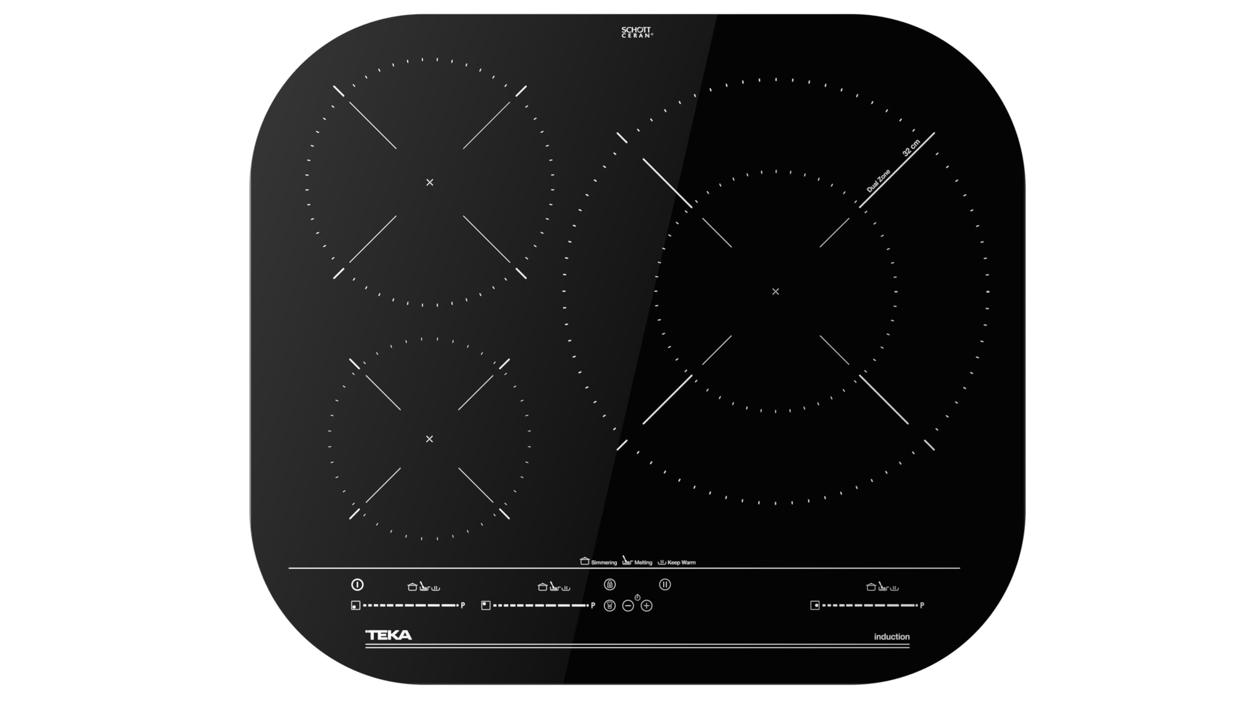 TEKA Placa de Inducción 60 cm, 3 Zonas, Touch Control Multislider, Power Plus, Zona Paellera XL, Stop & Go, Acabado Cristal Redondeado, Vidrio Cerámico, IKC 63320 MSP