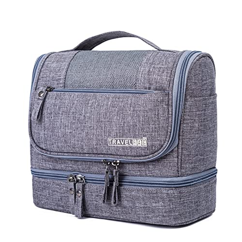 FORRICA Trousse de Toilette Suspendue Sac Maquillage Rangement Cosmétique Portable Voyage Camping Cosmétique Sac pour Hommes et Femmes Gris Cover