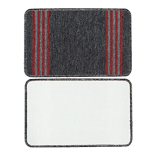 Image of Pack of 2 Nylon Bath Mat Anti-Skid Bathroom Rug | Floor Mat for Bathroom, Entrance, Kitchen, Bedroom & Office |Dark Grey Stripes Design-(37x57cm)
