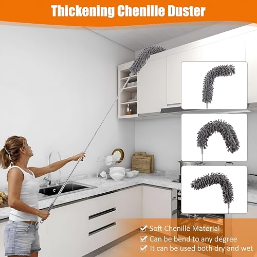 Image of 5-in-1 Extendable Microfiber Duster - Telescopic 100-inch Cleaning Kit with Four Flexible Dusting Heads - Soft, Washable Home Care Brush for Fans, Blinds & High Ceilings